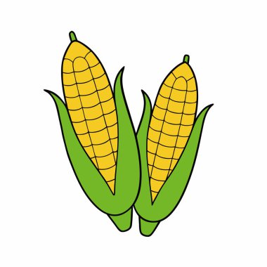 El çizimi mısır vektörü silueti izole edildi