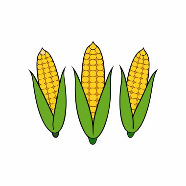 El çizimi mısır vektörü silueti izole edildi