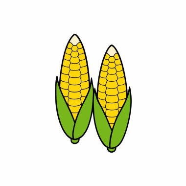 El çizimi mısır vektörü silueti izole edildi