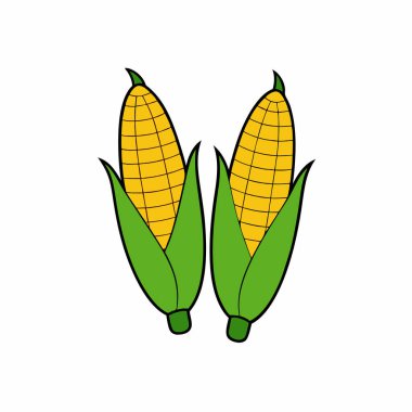El çizimi mısır vektörü silueti izole edildi