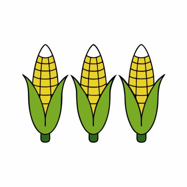 El çizimi mısır vektörü silueti izole edildi