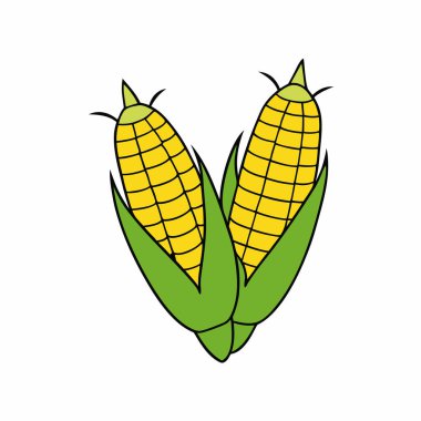 El çizimi mısır vektörü silueti izole edildi