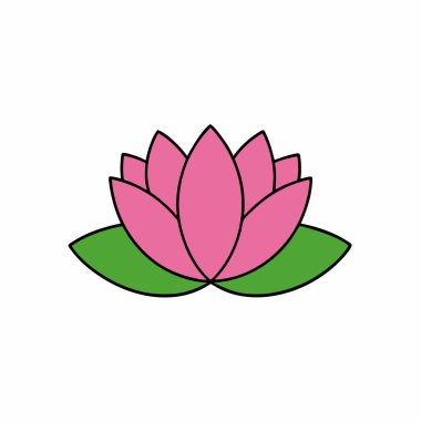 Lotus Çiçeği Vektör Sanat Tasarımı İzole Edildi
