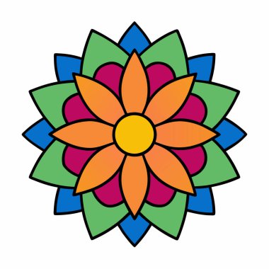 Çiçek Mandala Şablon Sanatı İzole Edildi