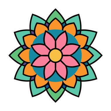 Çiçek Mandala Şablon Sanatı İzole Edildi