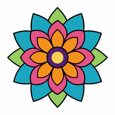 Çiçekli Mandala Vektör Sanatı İzole Edildi