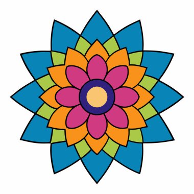 Renkli Çiçek Mandala Vektör Sanatı Yalıtılmış