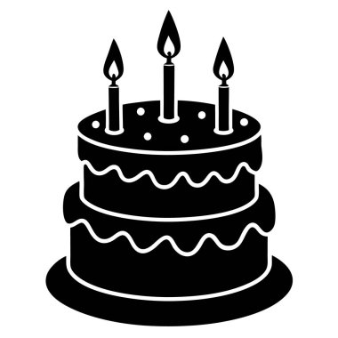 Taslak biçiminde bir doğum günü pastası simgesi