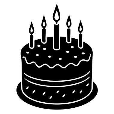 Pasta doğum günü tatlı ikonu ana hatlarıyla