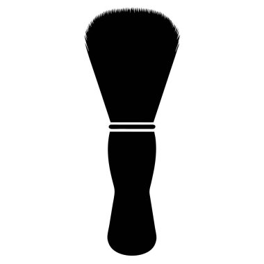 Siyah boyalı siyah tıraş fırçası beyaz arka planda izole edilmiş.