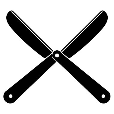 Berber aletleri jilet ikonu. Berber araçları vektör simgesinin düz çizimi