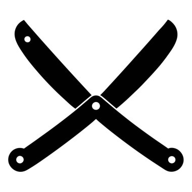 Berber aletleri jilet ikonu. Berber araçları vektör simgesinin düz çizimi