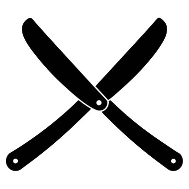 Berber aletleri jilet ikonu. Berber araçları vektör simgesinin düz çizimi