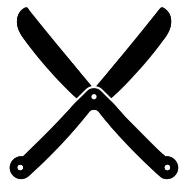 Berber aletleri jilet ikonu. Berber araçları vektör simgesinin düz çizimi