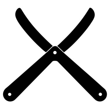 Berber aletleri jilet ikonu. Berber araçları vektör simgesinin düz çizimi