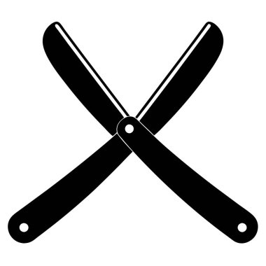 Berber aletleri jilet ikonu. Berber araçları vektör simgesinin düz çizimi