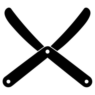 Berber aletleri jilet ikonu. Berber araçları vektör simgesinin düz çizimi