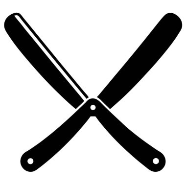 Berber aletleri jilet ikonu. Berber araçları vektör simgesinin düz çizimi