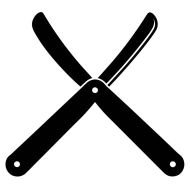 Berber aletleri jilet ikonu. Berber araçları vektör simgesinin düz çizimi