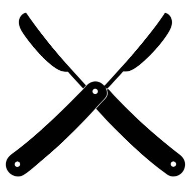 Berber aletleri jilet ikonu. Berber araçları vektör simgesinin düz çizimi