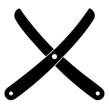 Berber aletleri jilet ikonu. Berber araçları vektör simgesinin düz çizimi