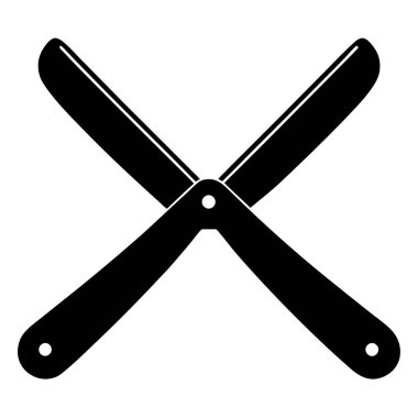 Berber aletleri jilet ikonu. Berber araçları vektör simgesinin düz çizimi