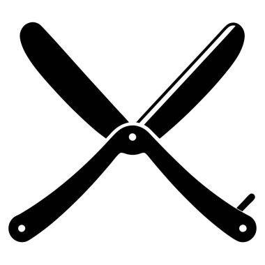 Berber aletleri jilet ikonu. Berber araçları vektör simgesinin düz çizimi