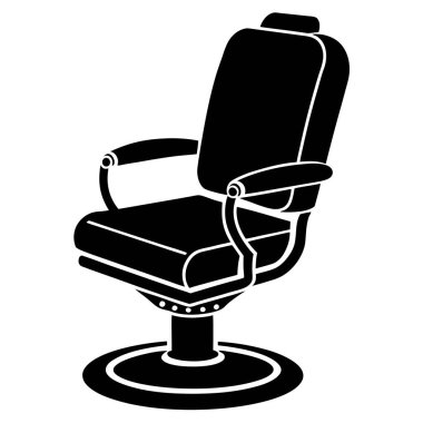 Koltuk vektör simgesi. berber koltuğu siyah vektör logosu beyaz arka planda izole edilmiş