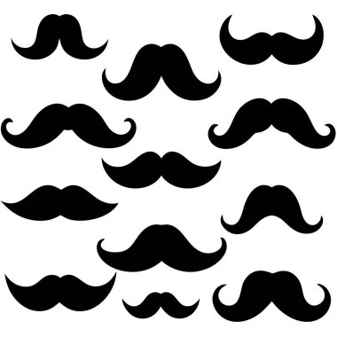 Beyaz arkaplanda siyah bıyık, vektör illüstrasyonu