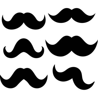 Siyah ve beyaz bıyıklı vektör kümesi