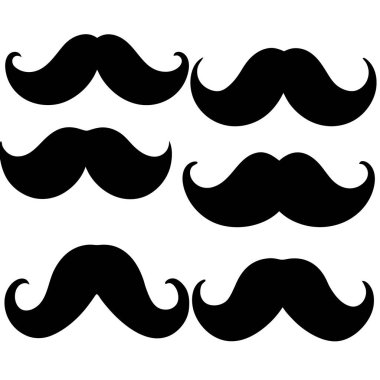 Bıyık simgesi seti. Beyaz arkaplanda izole edilmiş web tasarımı için basit vektör simgeleri kümesi