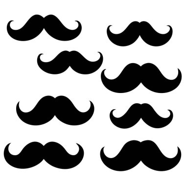 Bıyık simgesi seti. vektör illüstrasyonu.