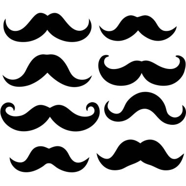 Siyah bıyık simgelerinin vektör kümesi