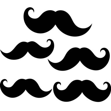 Siyah bıyık beyaz arkaplanda izole edildi