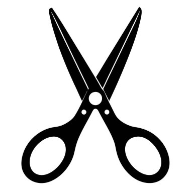 Makas simgesi. Beyaz arkaplanda izole edilmiş web tasarımı için makas vektör simgesinin basit çizimi