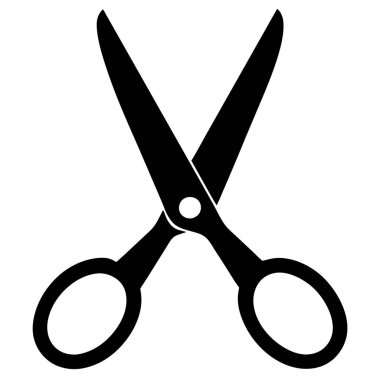 Makas simgesi. Beyaz arkaplanda izole edilmiş web tasarımı için makas vektör simgesinin basit çizimi