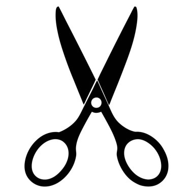 makas vektör simgesini kes. Siyah vektör simgesi beyaz arkaplanda izole edildi