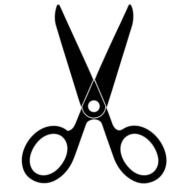 Makas simgesi. Siyah silueti kes. vektör illüstrasyonu