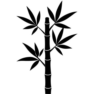 Beyaz arkaplan vektör çiziminde bambu bitkisi silueti