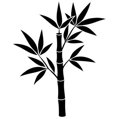 Bambu ağacının siyah silueti ve bambu vektör çizimi