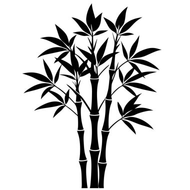 Beyaz arkaplanda bambu ağacı silueti