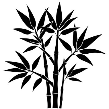 Beyaz arkaplan vektöründe bambu ağacı silueti