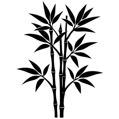 Siyah arka planı olan bambu ağacı silueti. vektör illüstrasyonu