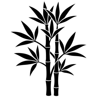 Beyaz arkaplanda bambu ağacı silueti