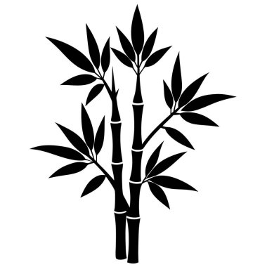 Beyaz arkaplanda bambu ağacı silueti