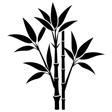 Beyaz arkaplanda bambu ağacı silueti
