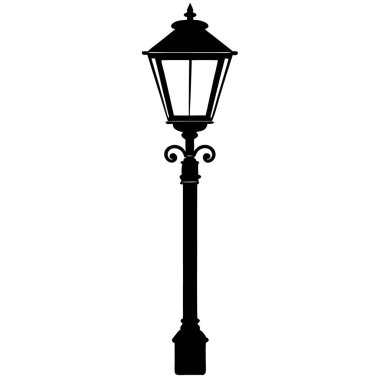 Beyaz arkaplanda eski sokak lambası ikonu vektörü