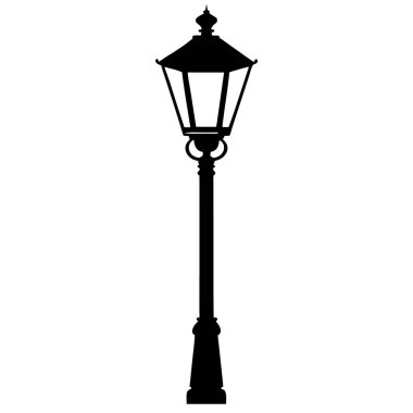 Beyaz arkaplanda eski sokak lambası ikonu vektörü