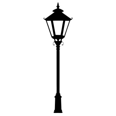 Beyaz arkaplanda eski sokak lambası ikonu vektörü