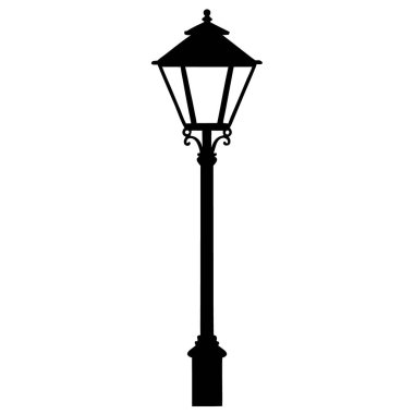 Beyaz arkaplanda eski sokak lambası ikonu vektörü